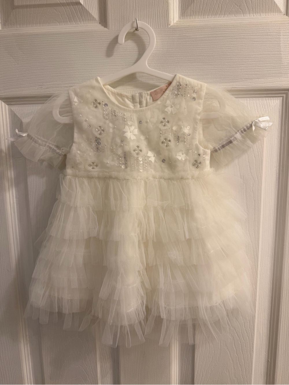 Tutu Du Monde Ivory Ruffled Tulle Dress with Sequin Floral Bodice
